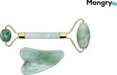 Mangry Beauty Set roller + steen - Jade Roller Gezichtsmassage - Groen