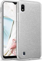 Samsung Galaxy A10 Hoesje Glitters Siliconen TPU Case Zilver - BlingBling Cover