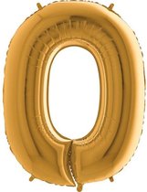 Folieballon - cijfer 0 - goud - Grabo Balloons - 66cm