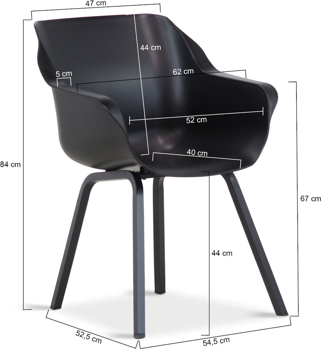 Hartman Sophie armchair chaise de jardin avec accoudoirs - Noir - set de 2