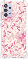 Telefoonhoesje Geschikt voor Samsung Galaxy A32 4G | A32 5G Enterprise Editie TPU Case anti-shock met transparante rand Roze Bloemen