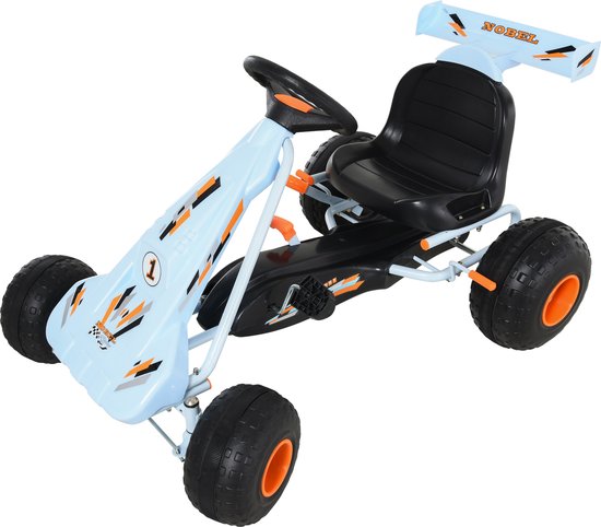 Homcom Go-kart voiture à pédales pour enfants avec pédales pour 3-8 ans  acier bleu