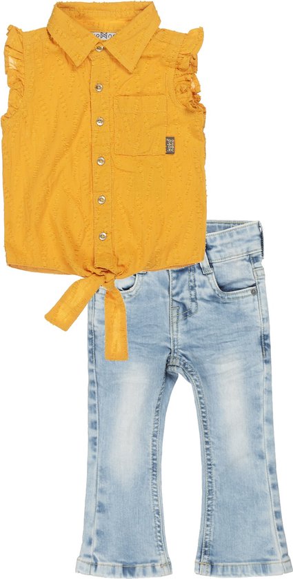 Koko Noko - Kledingset(2delig) - Jeans Flaired - blouse geel - Maat 128