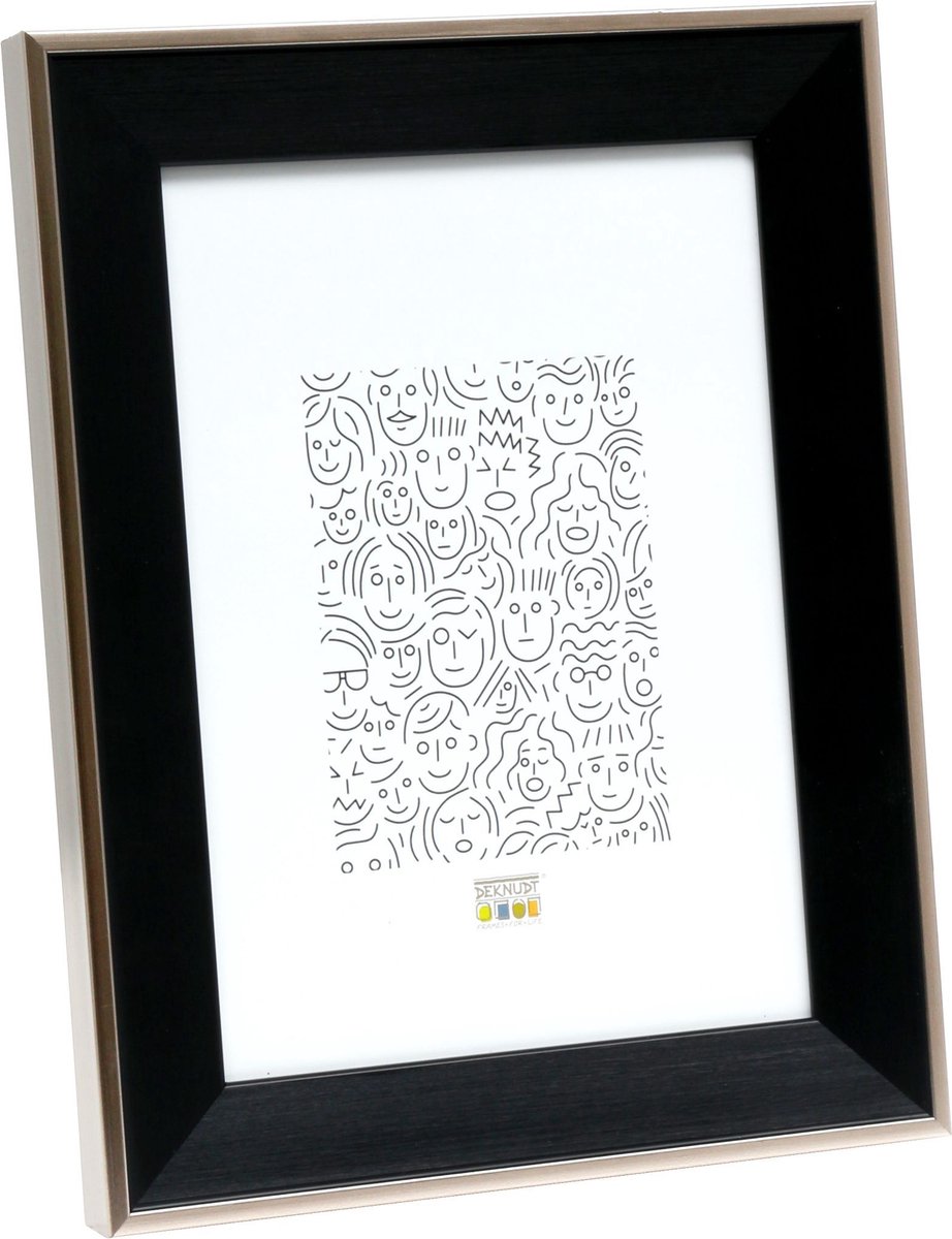 Deknudt Frames fotolijst S45FE2 - zwart - zilver buitenrand - 20x28 cm