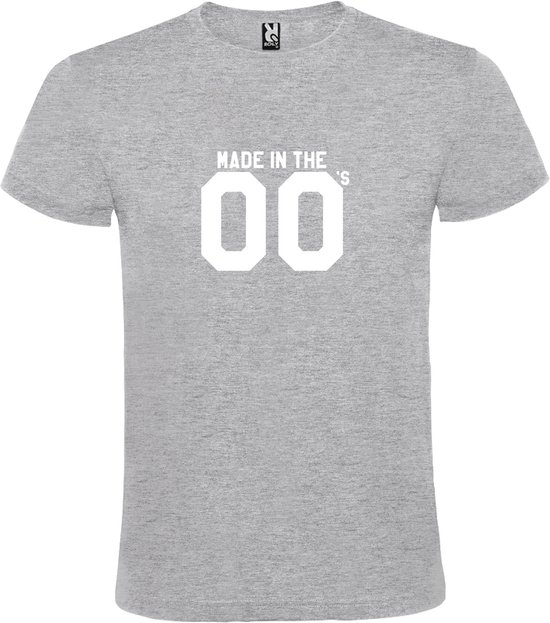 Grijs T shirt met print van " Made in the Zero's / dubbel 00 " print Wit size S