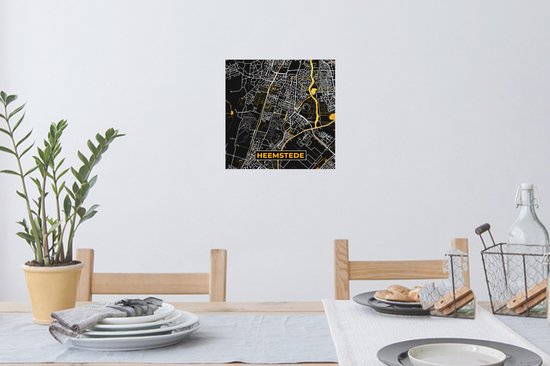 Stickers muraux - Heemstede - Carte - Plan de la ville - Carte - Black and Gold et Or - 30x30 cm - Feuille adhésive