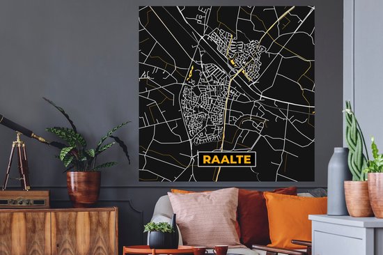 Stickers Stickers muraux - Raalte - Or - Plan de la ville - Carte - Carte - 120x120 cm - Feuille adhésive XXL