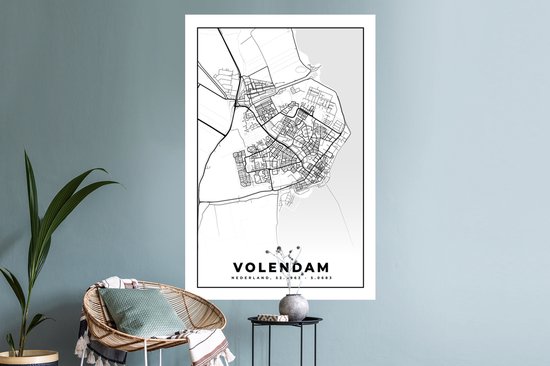 Stickers muraux - Carte - Volendam - 80x120 cm - Feuille adhésive - Plan de la ville