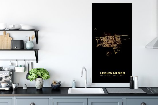 Stickers muraux - Leeuwarden - Carte - Plan de la ville - Plan d'étage - 60x120 cm - Feuille adhésive