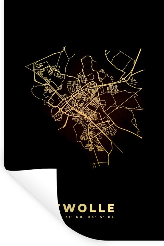 Stickers Stickers muraux - Carte - Zwolle - Plan de la ville - Carte - 40x60 cm - Feuille adhésive