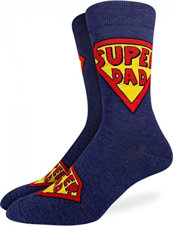SuperDad - Grappige sokken heren - One Size - Cadeau Mannen - Huissokken - Vaderdag - Verjaardag - Superman - Geschenk Vader - Papa kados cadeau geven