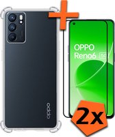 Hoesje Geschikt voor OPPO Reno 6 Hoesje Shock Proof Cover Case Shockproof Met 2x Screenprotector - Hoes Geschikt voor OPPO Reno 6 Hoes Siliconen Back Case - Transparant