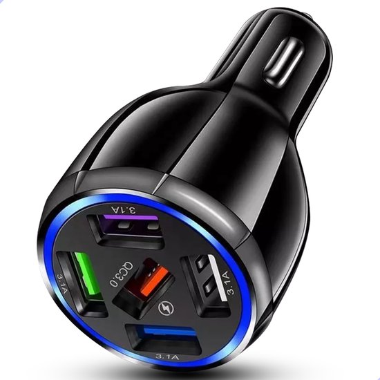 ChargeMore losse oplader - Auto lader - Snellader iphone - Sigarettenaansteker usb oplader - USB - Fast Charging 3.0 - 5 poorten - Zwart - ChargeMore