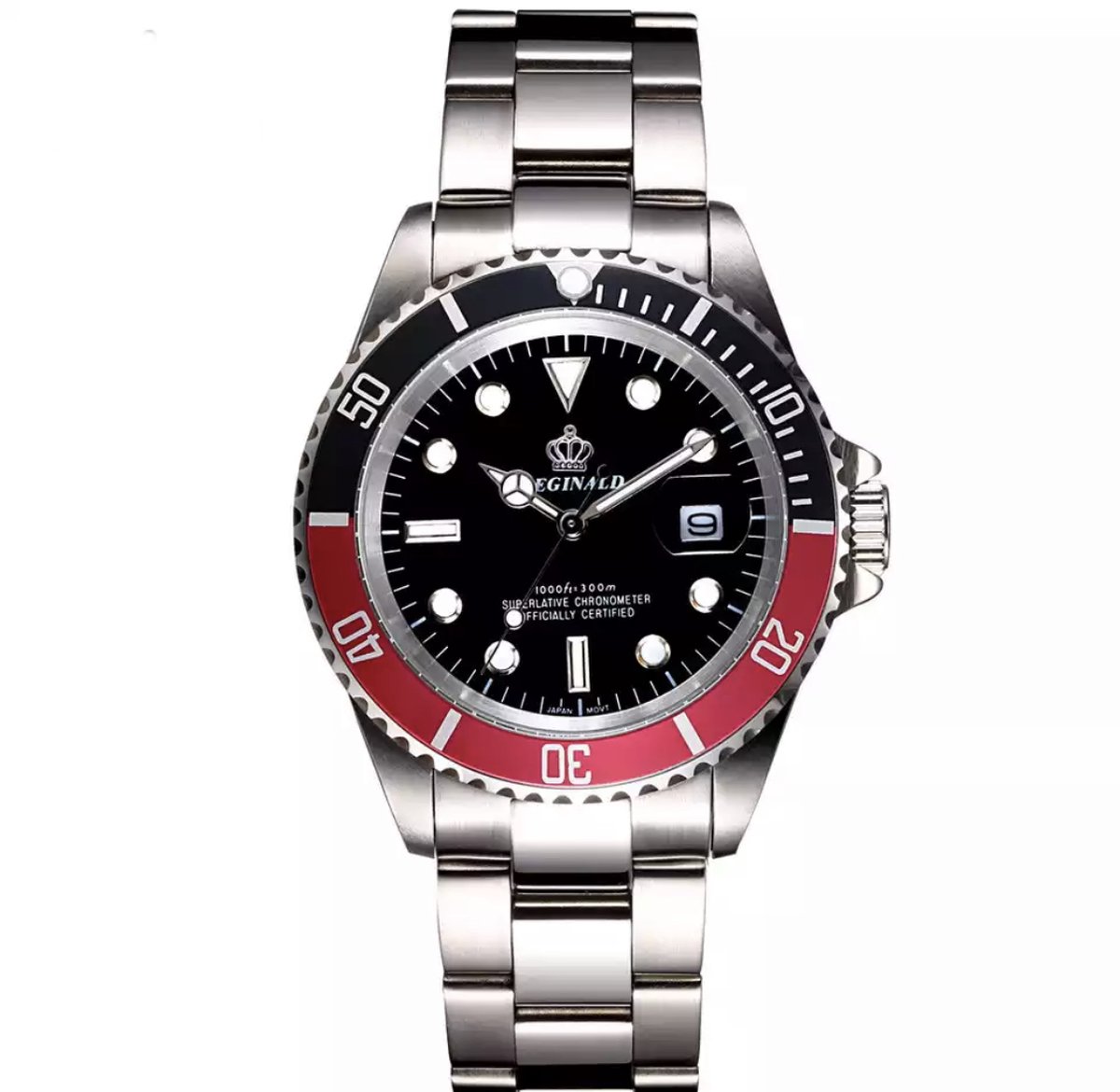Reginald Horloges - Silver Red - Horloge mannen - Luxe Design - Heren horloge - 40 mm - Roestvrij Staal - Waterdicht - Schokbestendig - Geschenkset