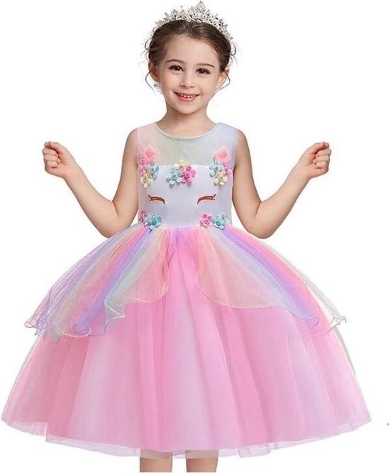 Robe Licorne Joya Beauty® | Robe Unicorn | Robe de princesse arc-en-ciel | Taille 110-116 (120) + Bandeau Unicorn GRATUIT