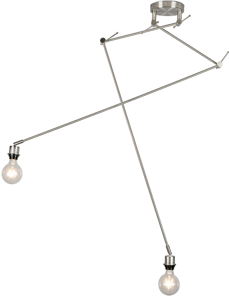 QAZQA blitz - Moderne Verstelbare hanglamp - 2 lichts - L 600 mm - Staal - Woonkamer