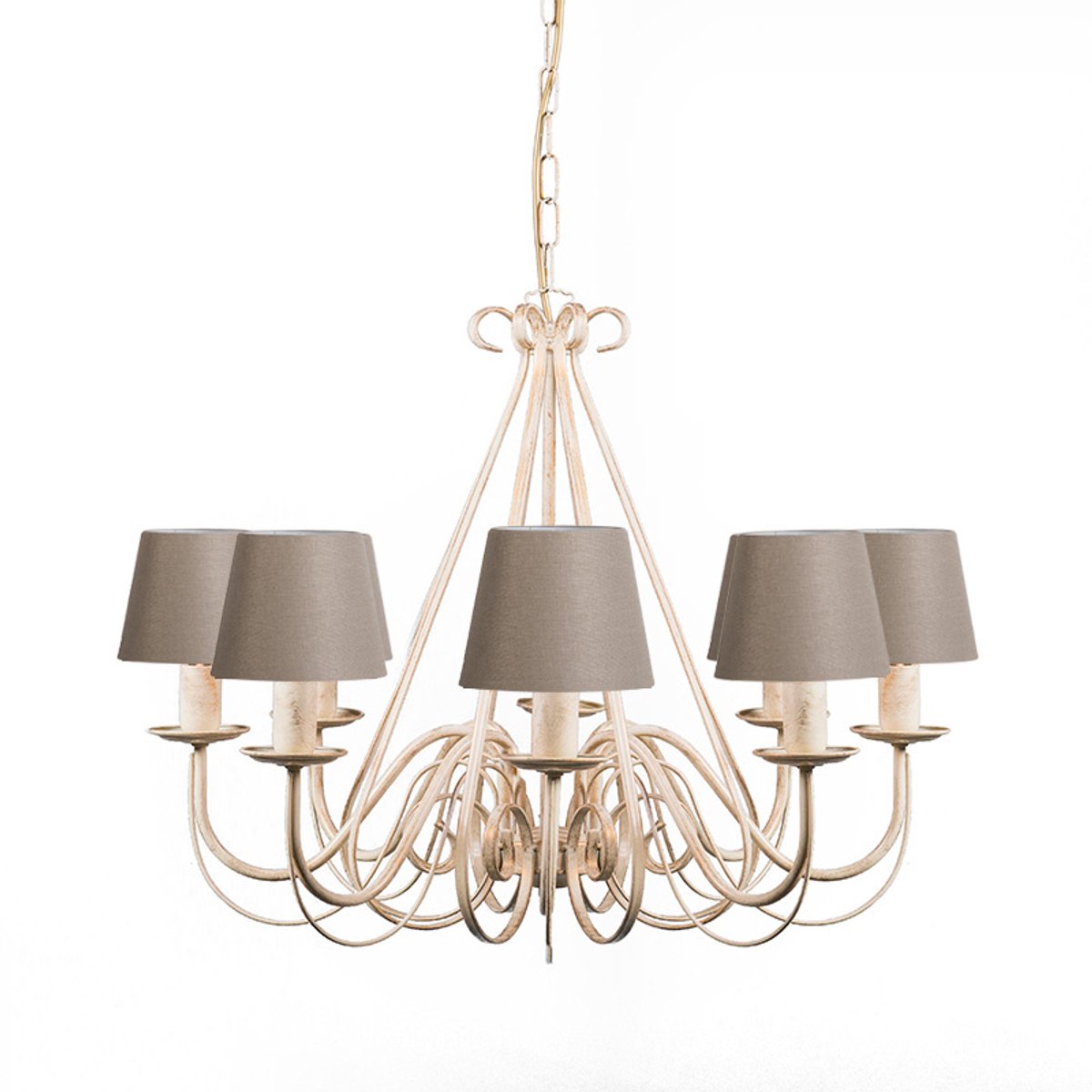 QAZQA giuseppe - Klassieke Kroonluchter met kap - 8 lichts - Ø 600 mm - Taupe - Woonkamer