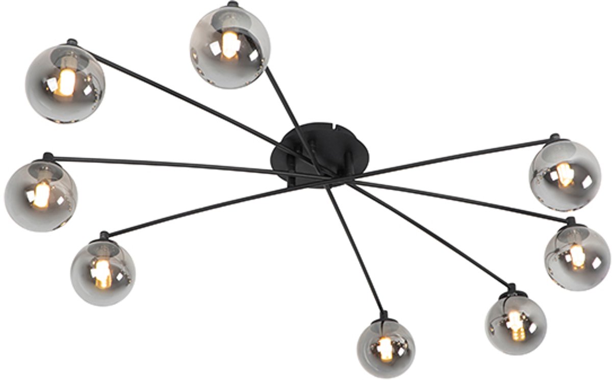 QAZQA athens - Moderne Plafondlamp - 8 lichts - L 1000 mm - Zwart - Woonkamer | Slaapkamer