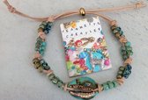 Jeannette-Creatief® - Kauri - Kauri Picasso Turquoise - Kauri Armband - Armband Dames - Armband - Schelp - Miyuki Picasso Rocailles - Leer - Kralen - Boho - IBIZA