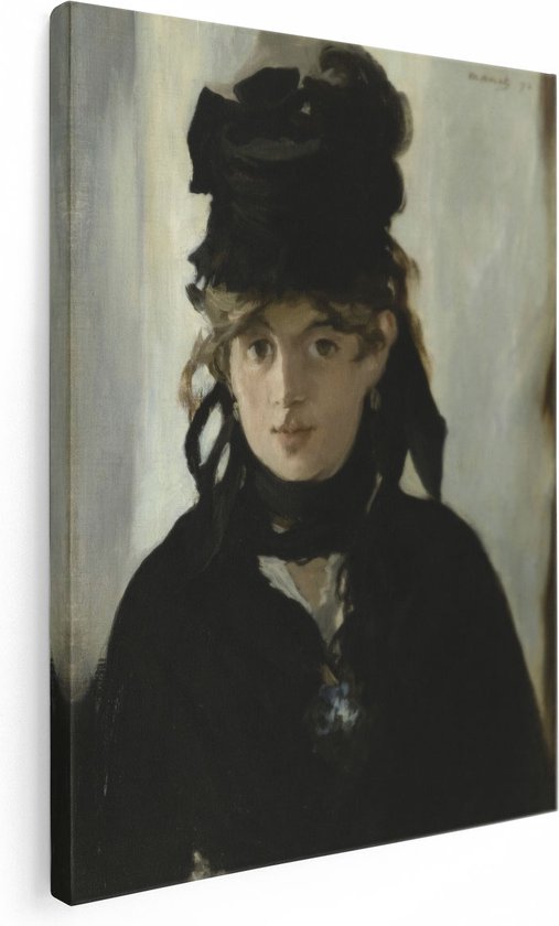 Artaza Canvas Schilderij Berthe Morisot met een Boeket Viooltjes - Édouard Manet - 30x40 - Klein - Poster Foto op Canvas - Canvas Print