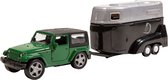 City Die-Cast Jeep met Paardentrailer Groen/Zwart