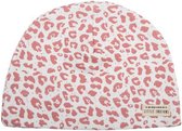babymuts Leopard meisjes 18 x 5 cm katoen roze/wit