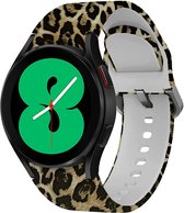 Strap-it siliconen print bandje perfect fit - geschikt voor Samsung Galaxy Watch 6 / 6 Classic / Watch 5 / 5 Pro / Watch 4 / 4 Classic - leopard / luipaard