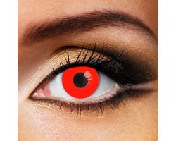Partylens® kleurlenzen - Red Out - zachte jaarlenzen met lenshouder - Halloween rode contactlenzen