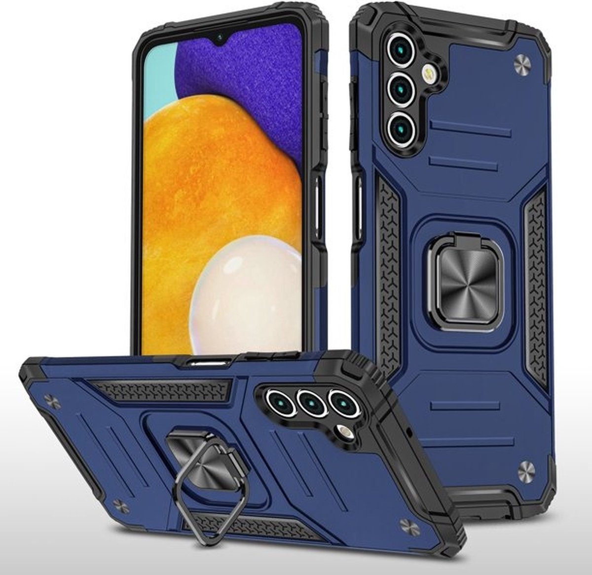 oTronica Backcover Geschikt Voor Samsung Galaxy A13 5G / A04s Hoesje – Met auto mount - Blauw