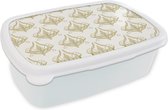 Broodtrommel Wit - Lunchbox - Brooddoos - Patroon - Bloemen - Art Nouveau - 18x12x6 cm - Volwassenen