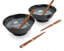 EDO JAPAN - RAMEN BOWL SET/6 KURO 2PERS O/22CM|H9CM