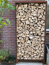 Cortenstaal houtopslag 180x30x180  cm (LBH) Houthok - Haardhout - Kachelhout - Houtrek - Opslag - Hok - Opslag hout - Staal - Stalen - Berkenhout Beukenhout Eikenhout Elzenhout Ess