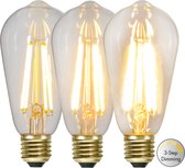 3 standen - Druppel-Edison lamp - E27 - 6.5W - Super Warm Wit <2200K - Filament - Helder