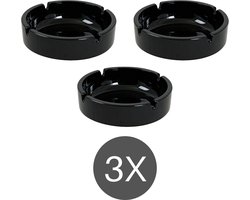 Zwarte Asbak - Keramiek - Ø 8,5 cm - 3 stuks