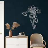 Wanddecoratie | American Football Player decor | Metal - Wall Art | Muurdecoratie | Woonkamer |Zilver| 61x75cm