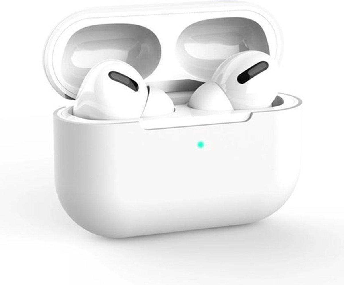 Hoesje voor Apple AirPods Pro - Wit - Hoesje Siliconen Case Cover Bescherming