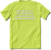 Het brein is als een parachute Spreuken T-Shirt | Dames / Heren | Grappige cadeaus | Verjaardag teksten Cadeau - Groen - XL