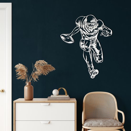 Wanddecoratie | American Football Player decor | Metal - Wall Art | Muurdecoratie | Woonkamer |Wit| 81x100cm