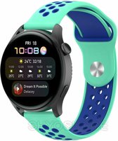 Siliconen Smartwatch bandje - Geschikt voor  Huawei Watch 3 - Pro sport band - aqua/blauw - Strap-it Horlogeband / Polsband / Armband