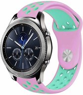 Siliconen Smartwatch bandje - Geschikt voor  Samsung Gear S3 sport band - roze/aqua - Strap-it Horlogeband / Polsband / Armband