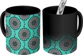 Magische Mok - Foto op Warmte Mokken - Koffiemok - Design - Pioenroos - Turquoise - Magic Mok - Beker - 350 ML - Theemok