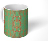Mok - Koffiemok - Abstract - Patronen - Groen - Rood - Mokken - 350 ML - Beker - Koffiemokken - Theemok