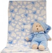 fleecedeken met teddybeer 75x90 cm polyester blauw