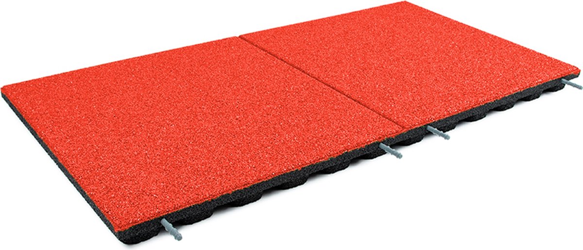 Rubbermagazijn - Rubberen tegel EPDM koraalrood - LxB=100x50cm - Dikte 4,8cm - Incl. penne