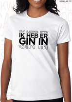 IK HEB ER GIN IN dames shirt – Maat XXL - Wit - Korte mouwen - Ronde hals - Regular Fit - Grappige teksten - Quotes - Kwoots - Humor - Tekst shirt - Geer en Goor - Gerard Joling -