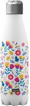 thermosfles Bloemen 500 ml RVS wit
