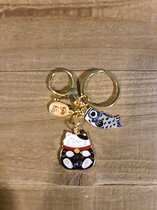 Kawaii - Sleutelhanger gelukskat metaal, zwart (kawaii, animé, China, Asia, Azië)