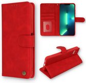 Casemania Hoesje Geschikt voor Apple iPhone SE 2022 Crimson Red - Luxe Portemonnee Book Case - Kaarthouder & Magneetlipje