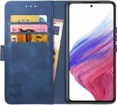 Rosso Element Book Case Wallet Hoesje Geschikt voor Samsung Galaxy A53 | Portemonnee | 3 Pasjes | Magneetsluiting | Stand Functie | Blauw