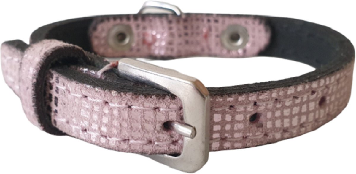 ALOKÉ Hondenhalsband / Halsband (01673CELL) - Leder - Shiny Rose - XXS - Nekomvang: 13,5 - 17,5 cm (GELIEVE ALVORENS BESTELLEN OPMETEN)
